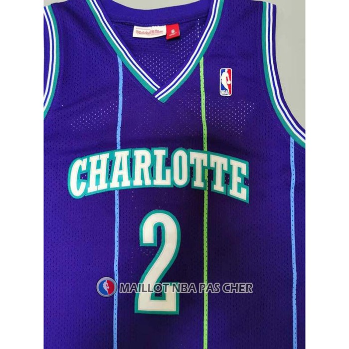 Maillot Charlotte Hornets Larry Johnson NO 2 Mitchell & Ness 1994-95 Volet